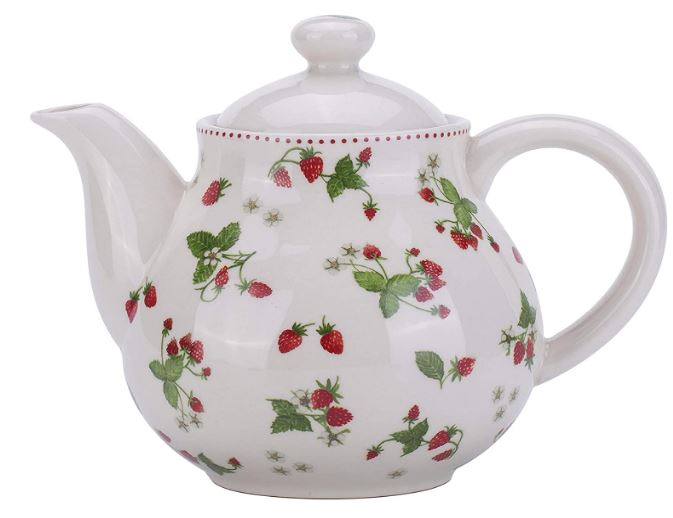 Lonovel Porcelain Teapots,Lovely Strawberry Design Tea Pot for Tea or Coffee,Ceramic Teapot