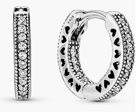 Pandora Jewelry Pave Heart Cubic Zirconia Earrings in Sterling Silver 